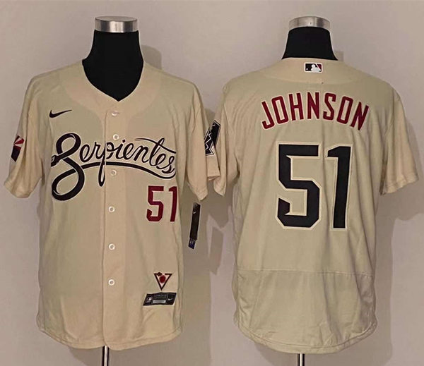 Mens Arizona Diamondbacks Retired Player #51 Randy Johnson Nike Tan 2021 Arizona City Connect Jersey