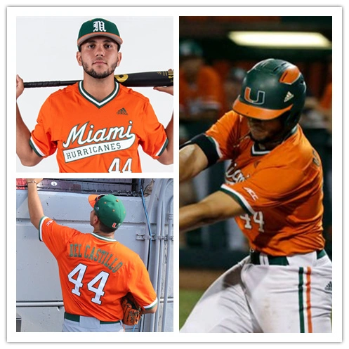 Mens Miami Hurricanes #44 Adrian Del Castillo Adidas 2021 Orange Pullover College Baseball Game Jersey