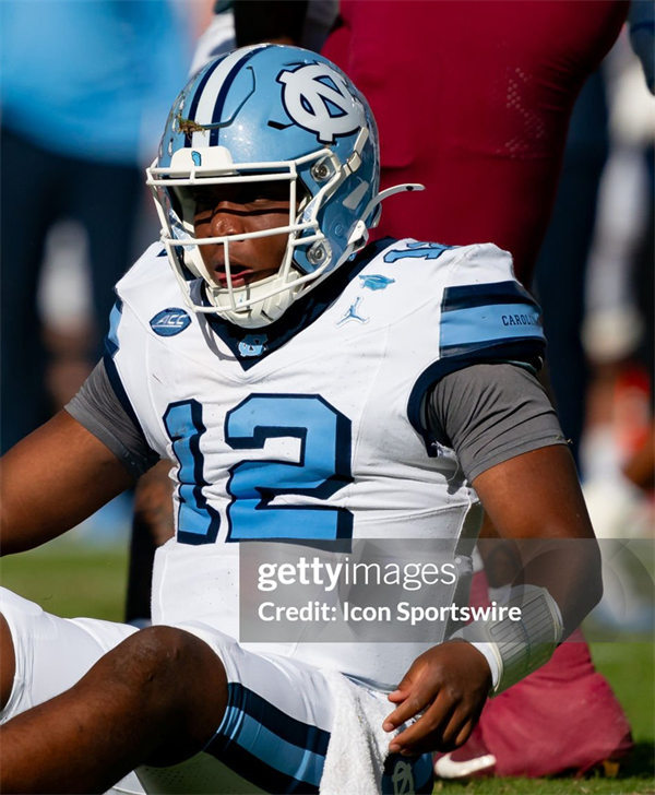 Mens North Carolina Tar Heels #12 Jacolby Criswell White Alternate  Football Game Jersey