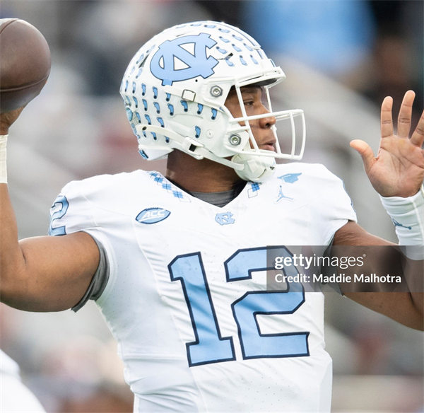 Mens North Carolina Tar Heels #12 Jacolby Criswell White College Football Game Jersey