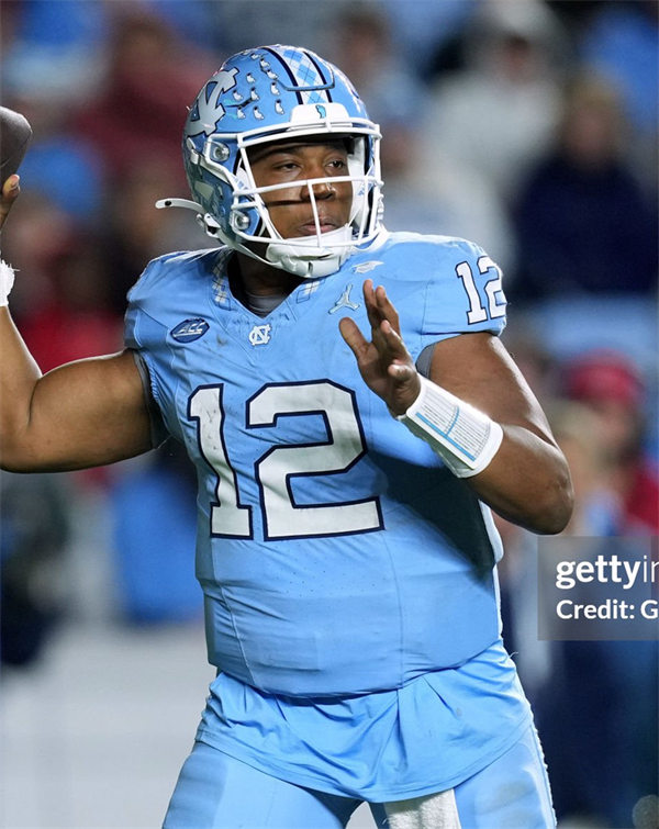 Mens North Carolina Tar Heels #12 Jacolby Criswell Carolina Blue College Football Game Jersey