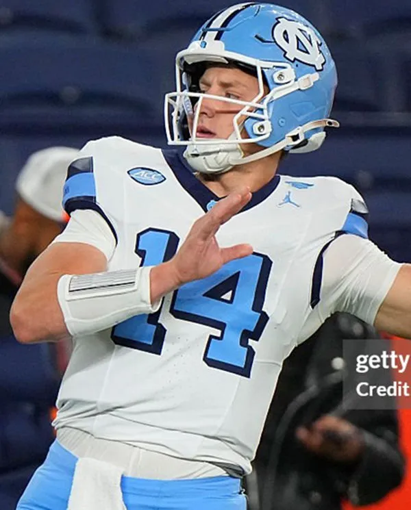 North Carolina Tar Heels #14 Max Johnson White Alternate Football Game Jersey