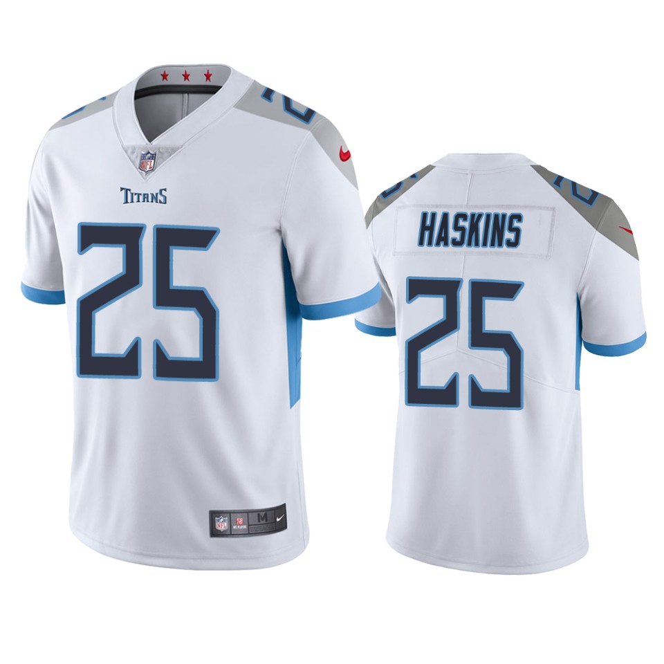 Mens Tennessee Titans #25 Hassan Haskins Nike White Away Vapor Limited Player Jersey