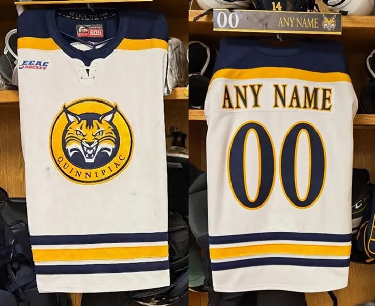 Quinnipiac Bobcats Custom Adidas 2026 White College Hockey Jersey