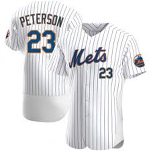 Mens New York Mets #23 David Peterson Nike Home White Pinstripe FlexBase Jersey