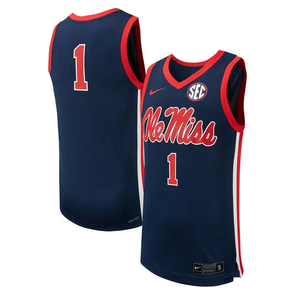 Ole Miss Rebels Custom Nike 2025 Navy Basketball Game Jersey
