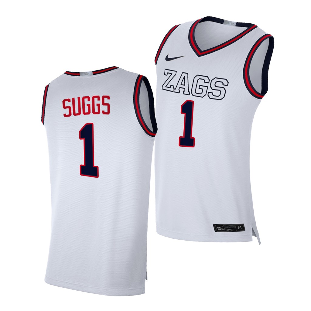 Men's Gonzaga Bulldogs #1 Jalen Suggs 2021 White ZAGS Nike NCAA College Basketball Jersey