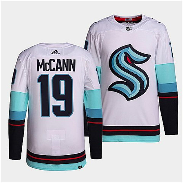 Mens Seattle Kraken #19 Jared McCann Adidas Away White Jersey
