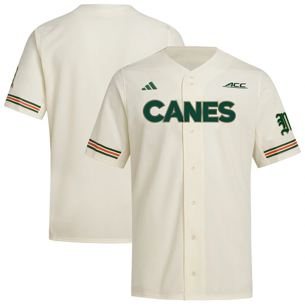 Miami Hurricanes Blank 2025 Cream Canes Baseball Game Jersey