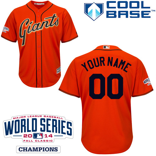 Kid's San Francisco Giants Authentic Personalized Alternate Cool Base Jersey with 2014 World Series Patch