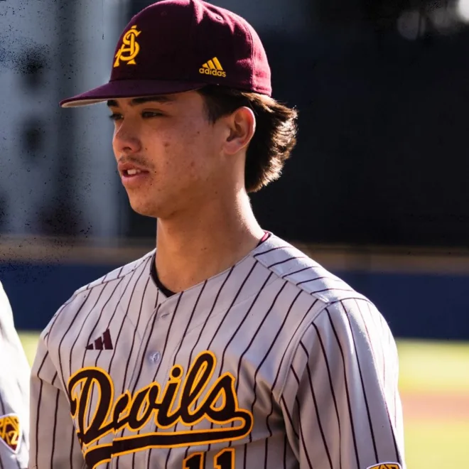 Arizona State Sun Devils #11 Kien Vu Gray Pinstripe College Baseball Game Jersey