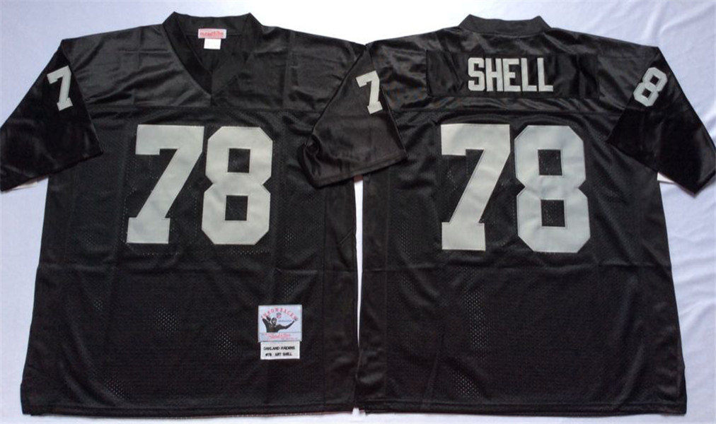 Mens Oakland Raiders #78 Art Shell Black Mitchell & Ness Stitched Throwback Jersey