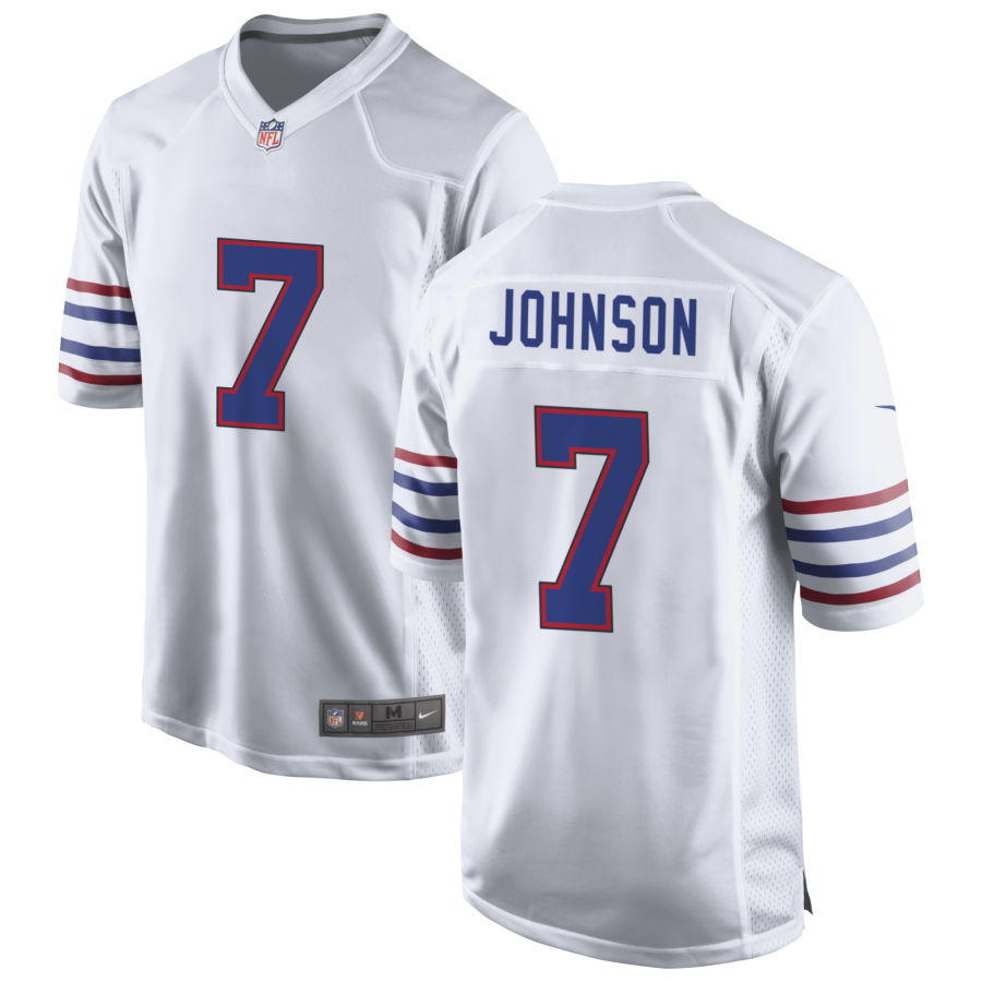 Mens Buffalo Bills #7 Taron Johnson Nike White Alternate Retro Vapor Limited Jersey