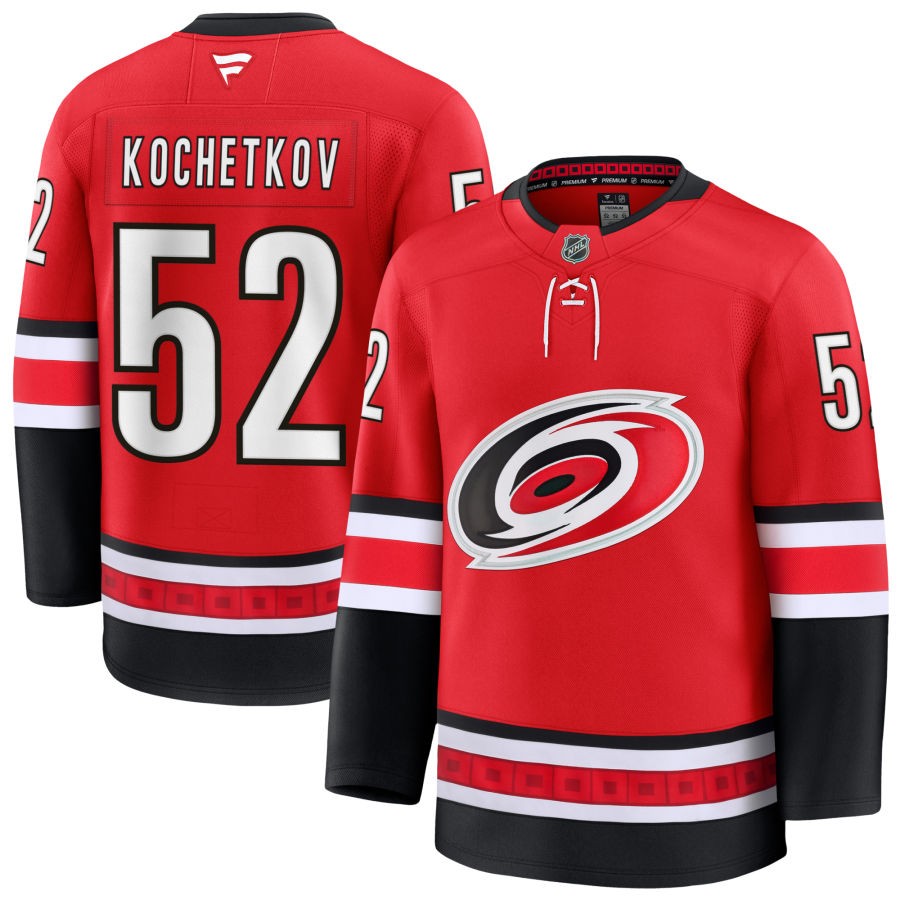 Men's Carolina Hurricanes #52 Pyotr Kochetkov Fanatics Home Red Primegreen Player Jersey