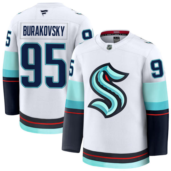 Mens Seattle Kraken #95 Andre Burakovsky Fanatics Away White Premium Player Jersey