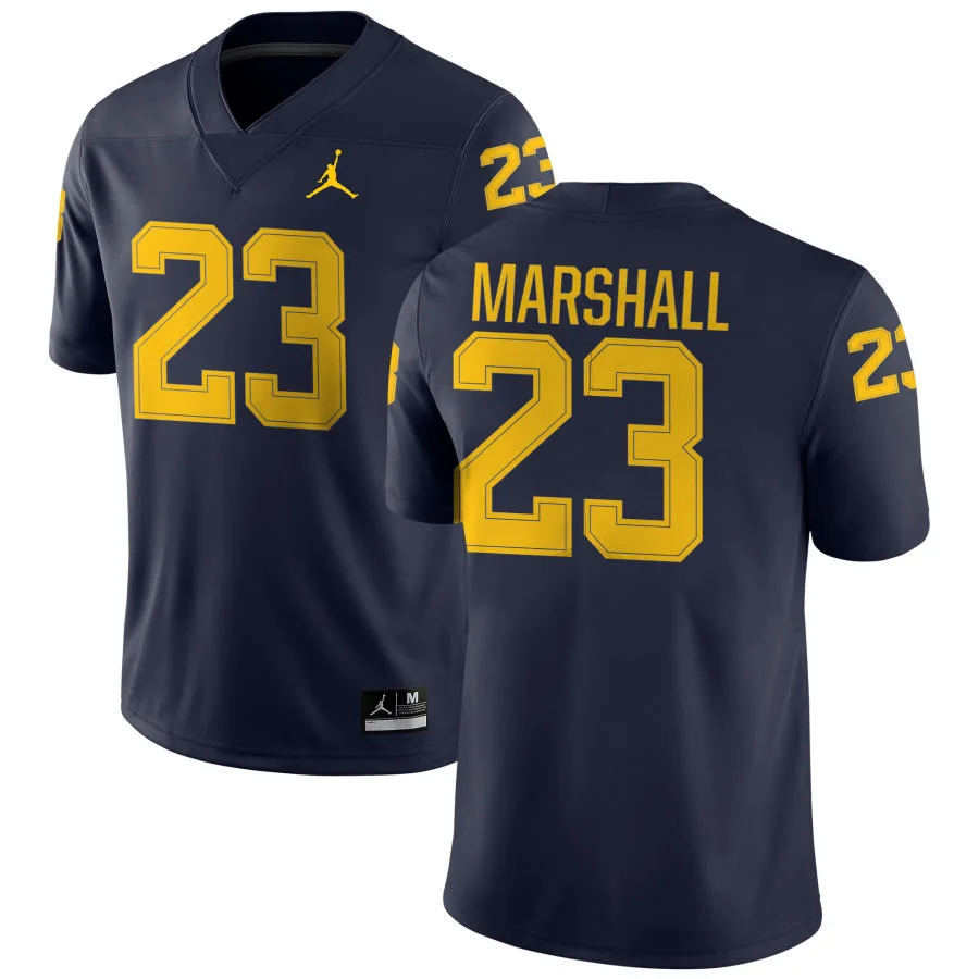 Michigan Wolverines #23 Jordan Marshall 2025 Navy College Football Game Jersey
