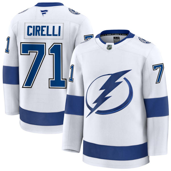 Mens Tampa Bay Lightning #71 Anthony Cirelli Fanatics White Away Jersey