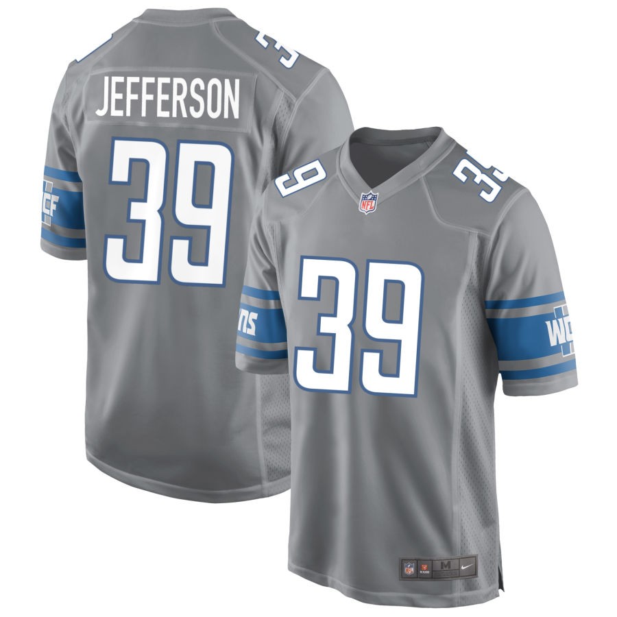 Mens Detroit Lions #39 Jermar Jefferson Nike Silver Color Rush Limited Player Jersey