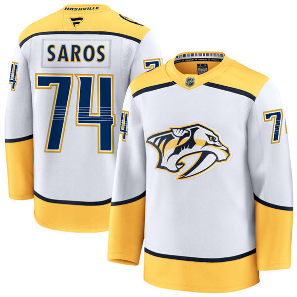 Men's Nashville Predators #74 Juuse Saros Fanatics White Away Premium Jersey