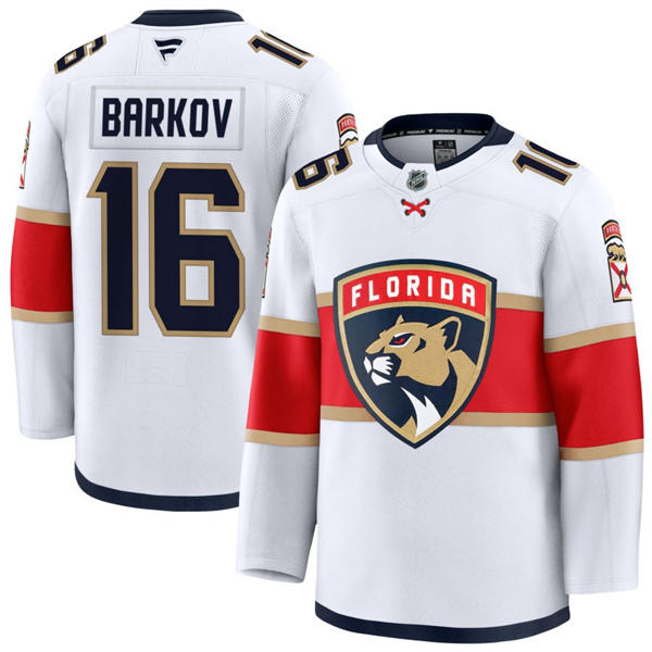 Men's Florida Panthers  #16 Aleksander Barkov Adidas White Away Jersey