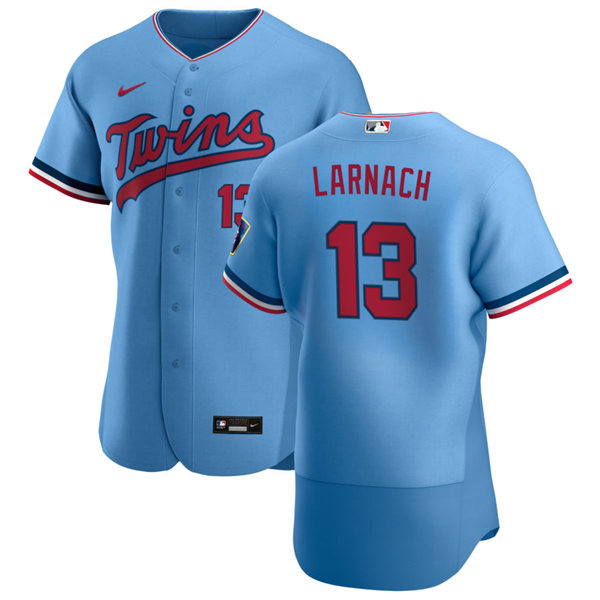 Mens Minnesota Twins #13 Trevor Larnach Nike Powder Blue Alternate Flex Base Jersey