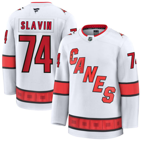Men's Carolina Hurricanes #74 Jaccob Slavin Fanatics White Away Player Jersey