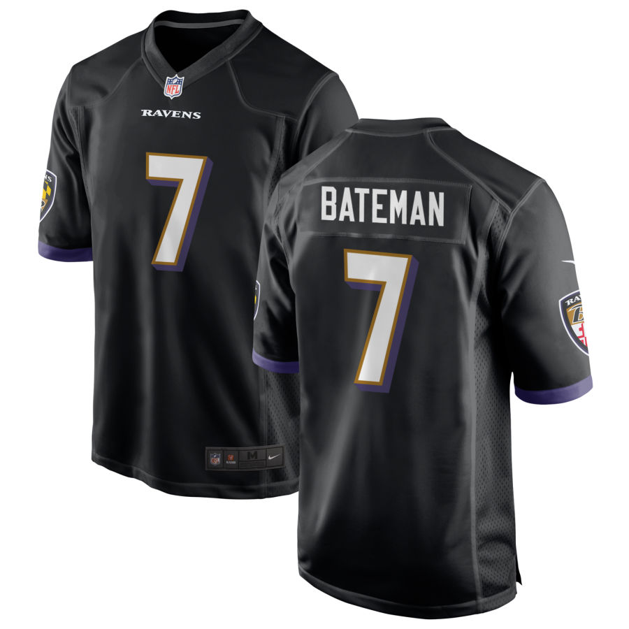 Youth Baltimore Ravens #7 Rashod Bateman Nike Black Stitched NFL Limited Jersey