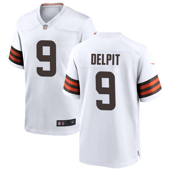 Womens Cleveland Browns #9 Grant Delpit Nike White Away Vapor Limited Jersey
