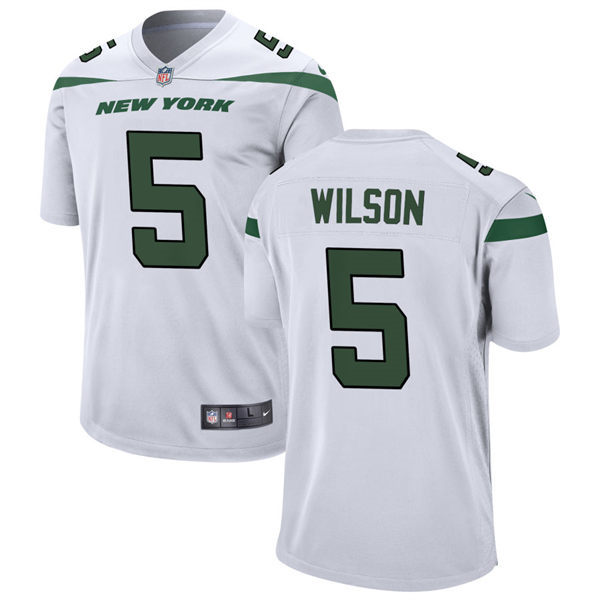 Men's New York Jets #5 Garrett Wilson Nike White Vapor Limited Jersey