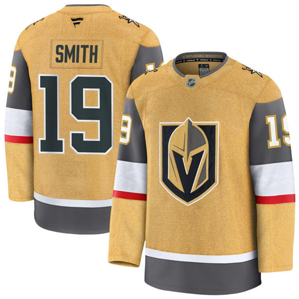 Mens Vegas Golden Knights #19 Reilly Smith Stitched Fanatics Gold Home Player Jersey