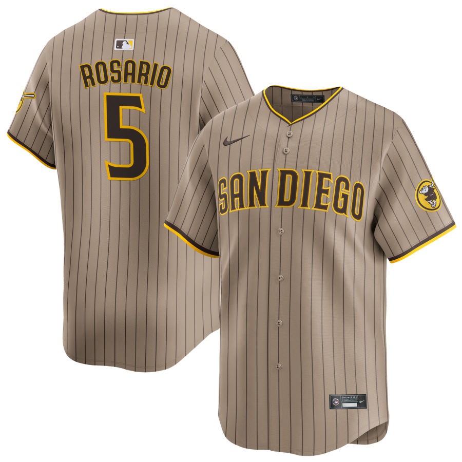 Mens San Diego Padres #5 Eguy Rosario  Tan Brown Alternate FlexBase Player Jersey