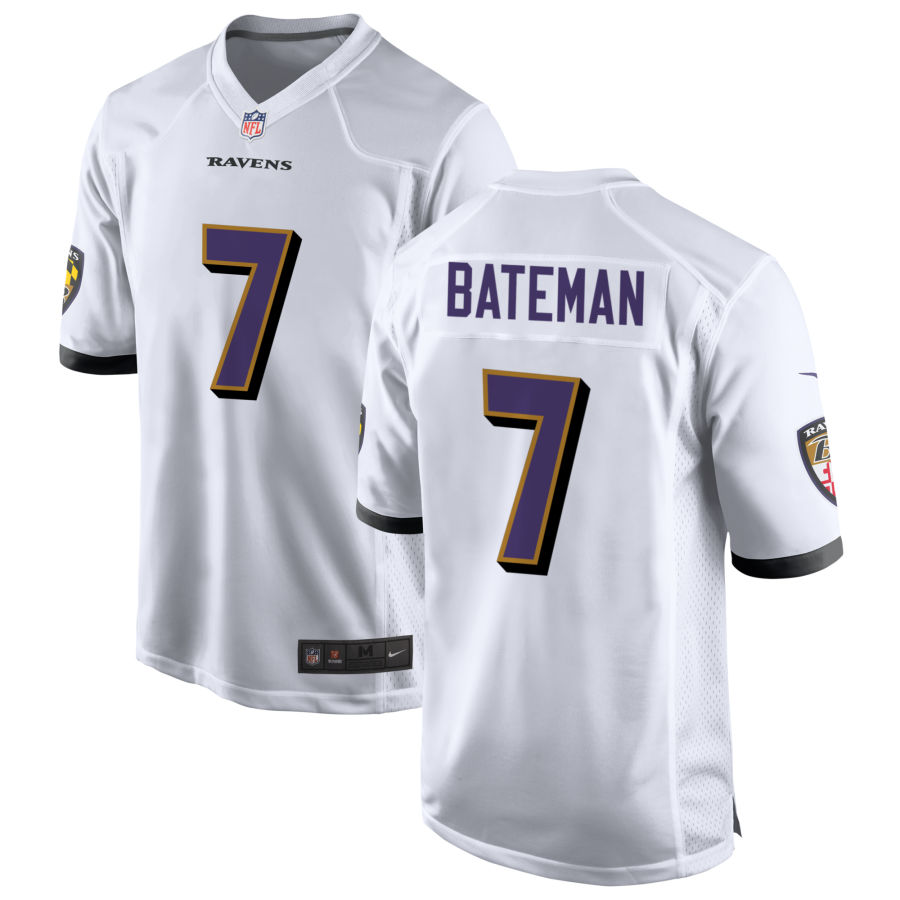 Youth Baltimore Ravens #7 Rashod Bateman Nike White Stitched NFL Limited Jersey