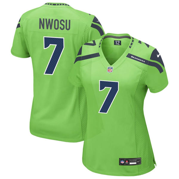 Women's Seattle Seahawks #7 Uchenna Nwosu Nike Neon Green Color Rush Limited Jersey