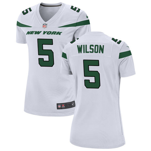 Womens New York Jets #5 Garrett Wilson Nike White Limited Jersey