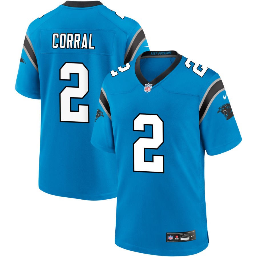 Mens Carolina Panthers #2 Matt Corral Nike Blue Vapor Untouchable Limited Jersey