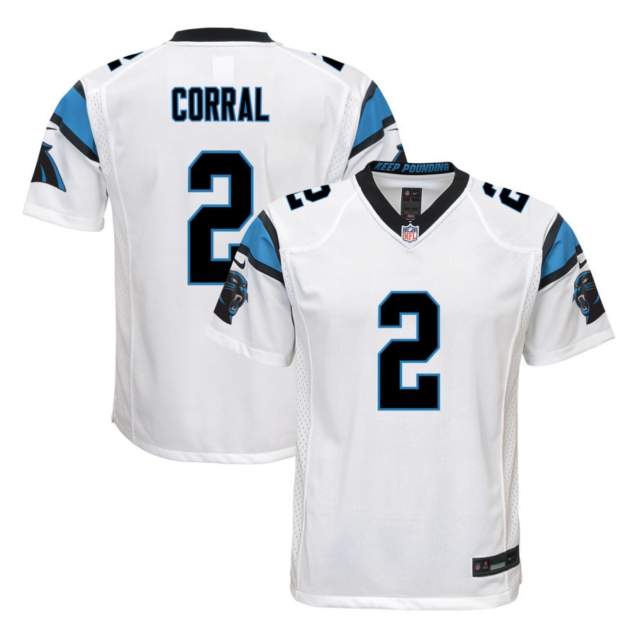 Mens Carolina Panthers #2 Matt Corral Nike White Away Vapor Limited Jersey