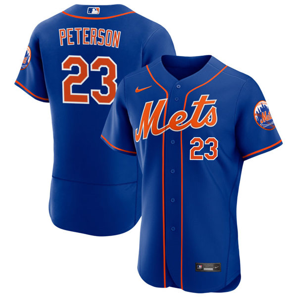 Mens New York Mets #23 David Peterson Stitched Nike Royal Orange FlexBase Jersey