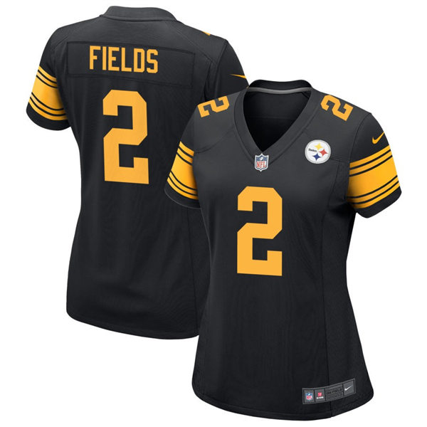 Womens  Pittsburgh Steelers #2 Justin Fields Nike Black Alternate 2 Limited Jersey