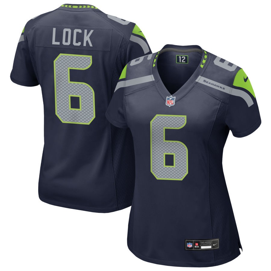 Womens Seattle Seahawks #6 Drew Lock Nike Navy Team Color Limited Jersey