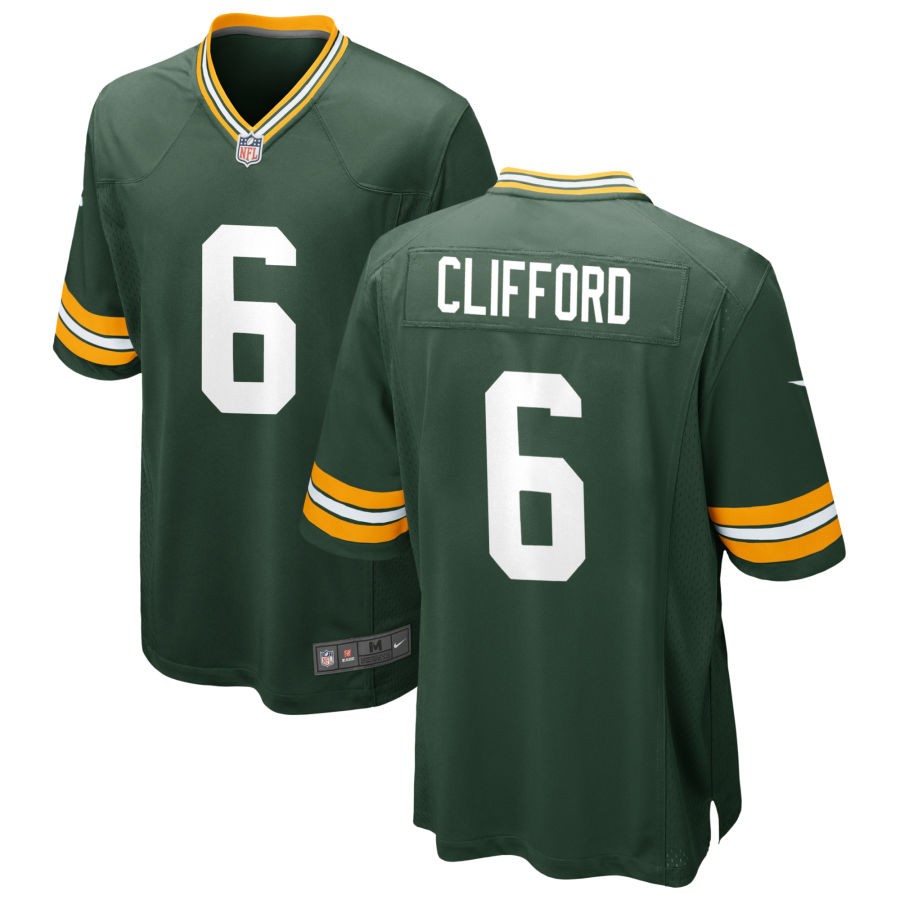 Mens Green Bay Packers #6 Sean Clifford Nike Green Vapor Limited Player Jersey