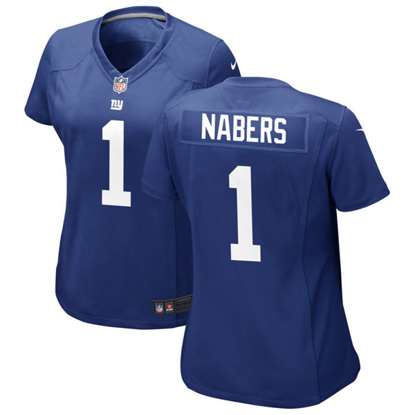 Women's New York Giants #1 Malik Nabers Nike Royal Limited Jersey