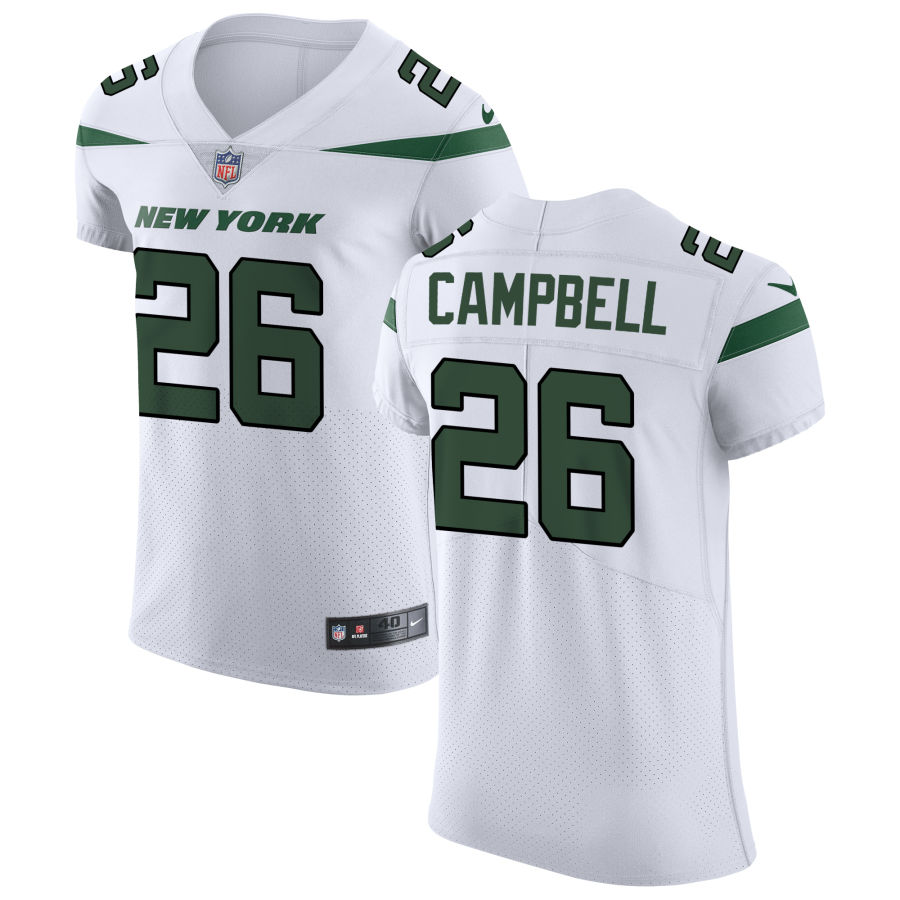 Mens New York Jets #26 Elijah Campbell Nike White NFL Vapor Limited Jersey