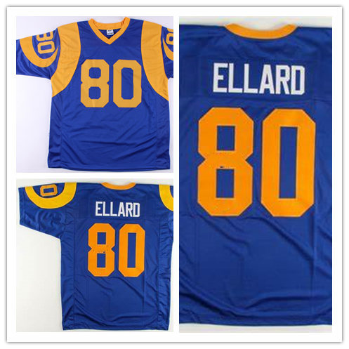 Mens St. Louis Rams #80 Henry Ellard Light Blue Throwbak Football Jersey