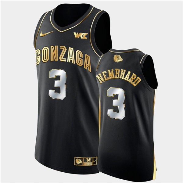 Mens Gonzaga Bulldogs #3 Andrew Nembhard Nike Black Golden Edition Basketball Jersey