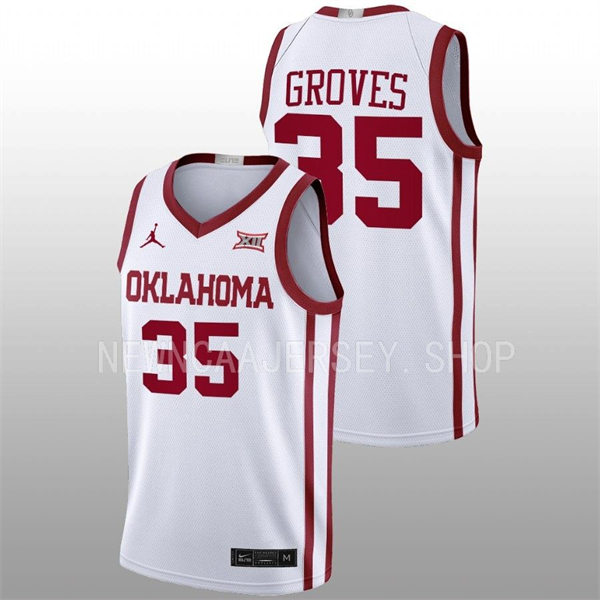 Mens Youth Oklahoma Sooners #35 Tanner Groves Nike White College basketball Game Jersey