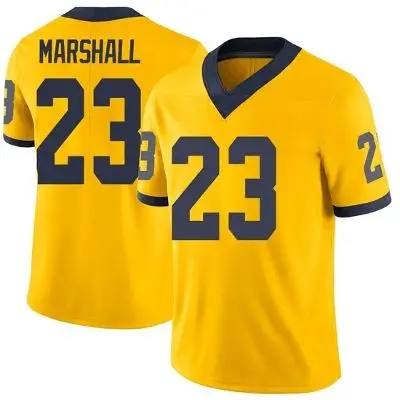 Michigan Wolverines #23 Jordan Marshall 2025 Gold College Football Game Jersey