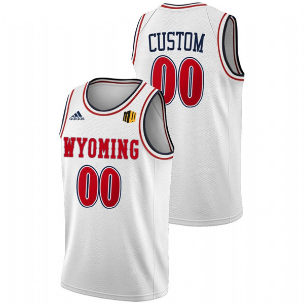 Men's Youth Wyoming Cowboys Custom White Red 2021 Adidas College Basketball Game Jersey
