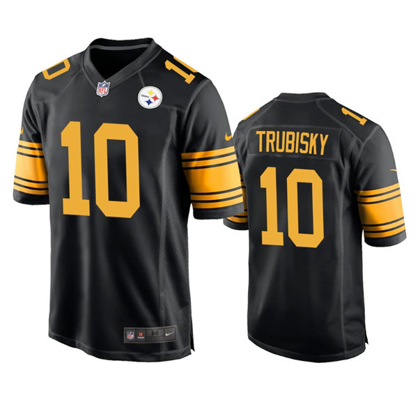 Mens Pittsburgh Steelers #10 Mitchell Trubisky Nike Black Color Rush Vapor Limited Jersey