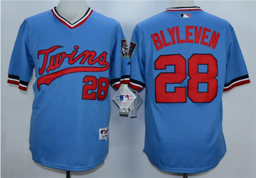 Minnesota Twins #28 Bert Blyleven Light Blue Throwback Jersey