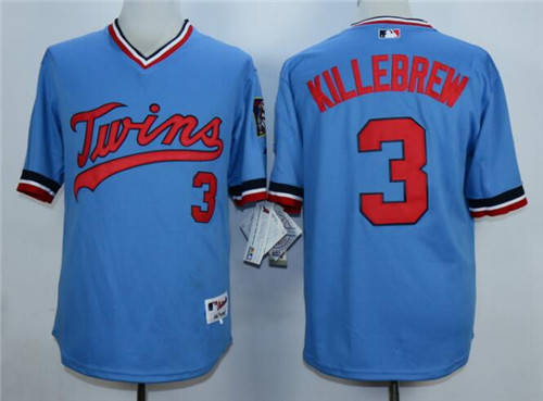 Men's Minnesota Twins #3 Harmon Killebrew  Light Blue Throwback Jersey